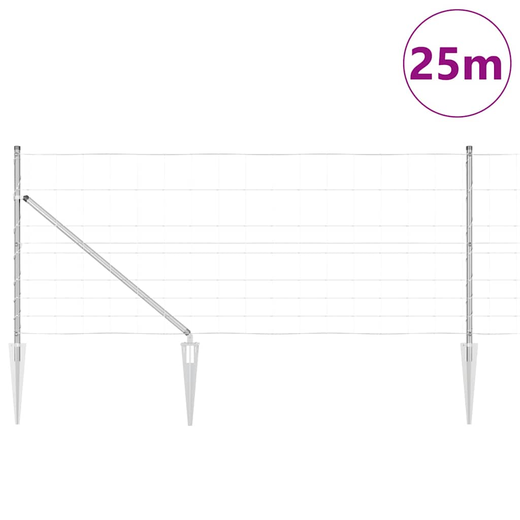 Wildzaun Silber 25 x 1 m Verzinkter Stahl